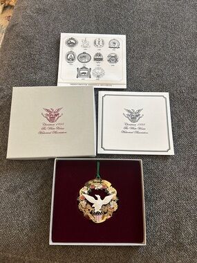 1998 Gold & White Eagle Christmas Ornament